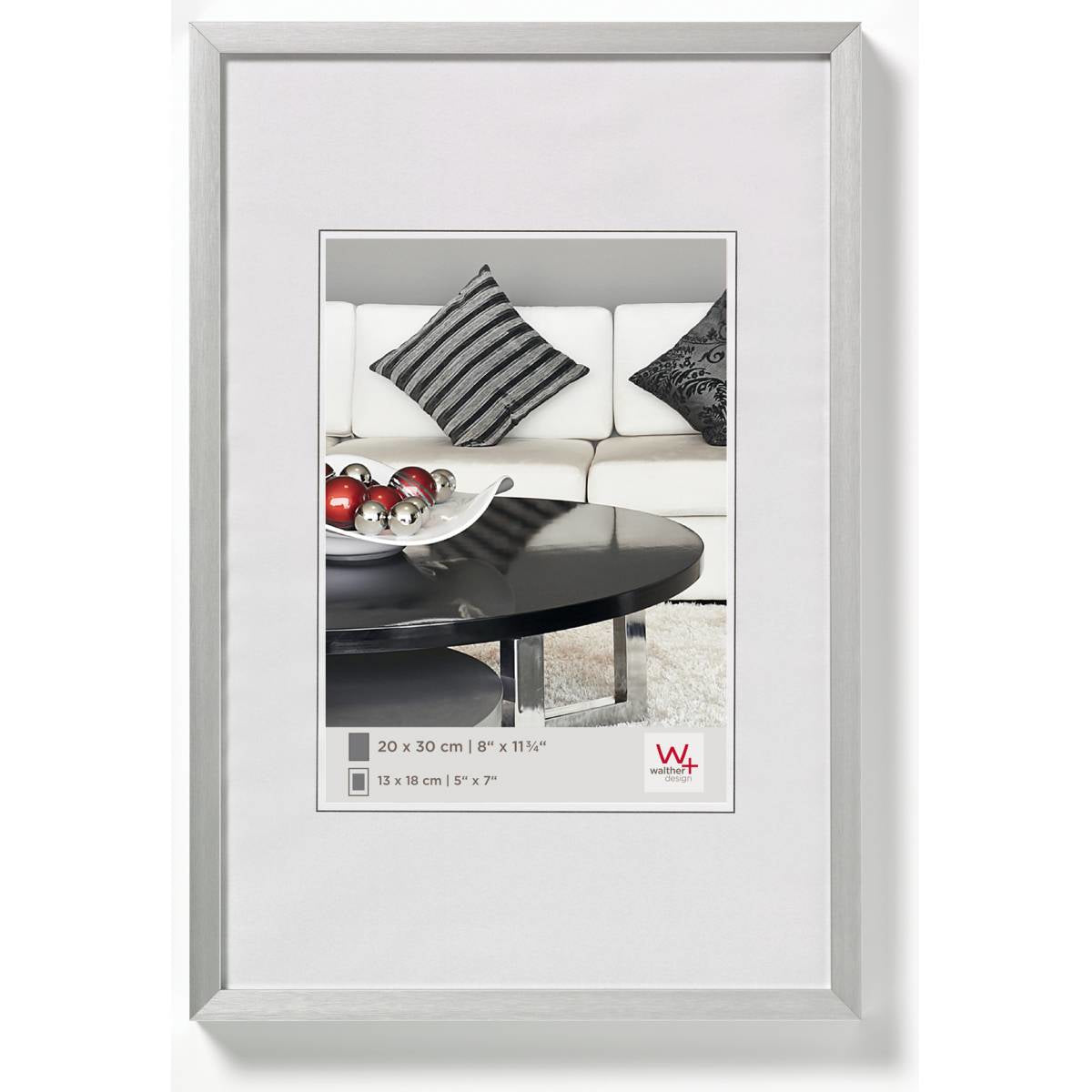 Walther Wechselrahmen, Kunststoff, Silber, 29,7 × 42 cm, mit Aufhänger – eco:plus