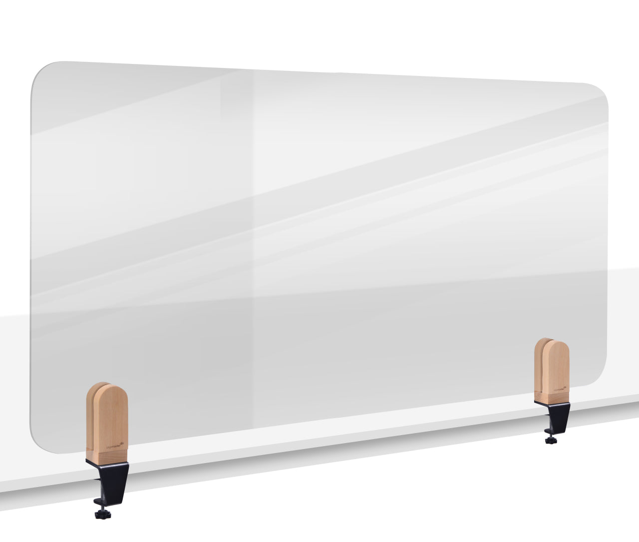 Legamaster Tischtrennwand ELEMENTS – 1200 × 600 mm, transparent, mit Klempen, für Tischplatten bis 48 mm