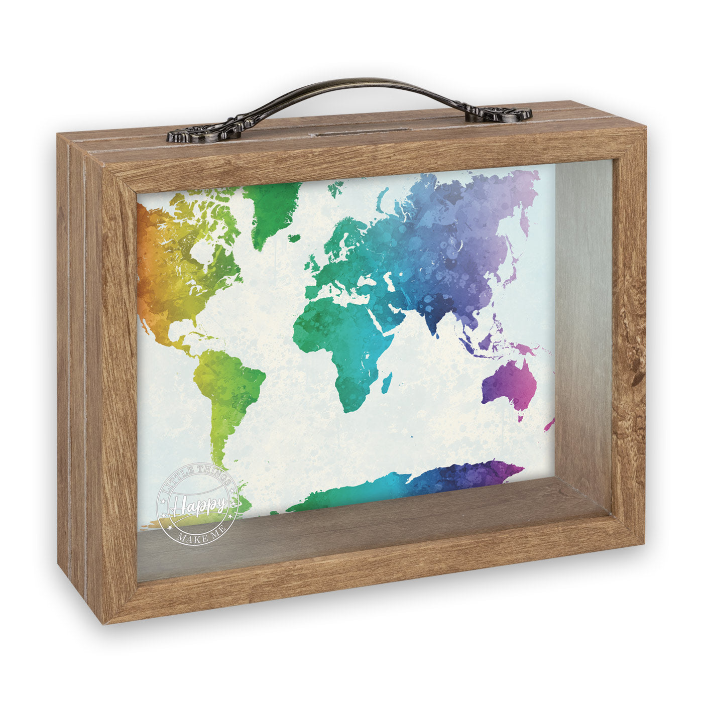 ZEP Spardose Schriftzug – Glas & Metall & Holz, braun – 21 × 17 × 6,5 cm