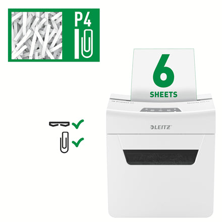 Leitz Aktenvernichter, DIN P-4, Partikelschnitt 4 × 28 mm, 6 Blatt, 10 l, A4