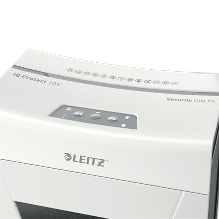 Leitz IQ 10X Protect Premium – Aktenvernichter, DIN P-4, Partikelschnitt 4 × 28 mm, 10 Blatt, 18 l, A4