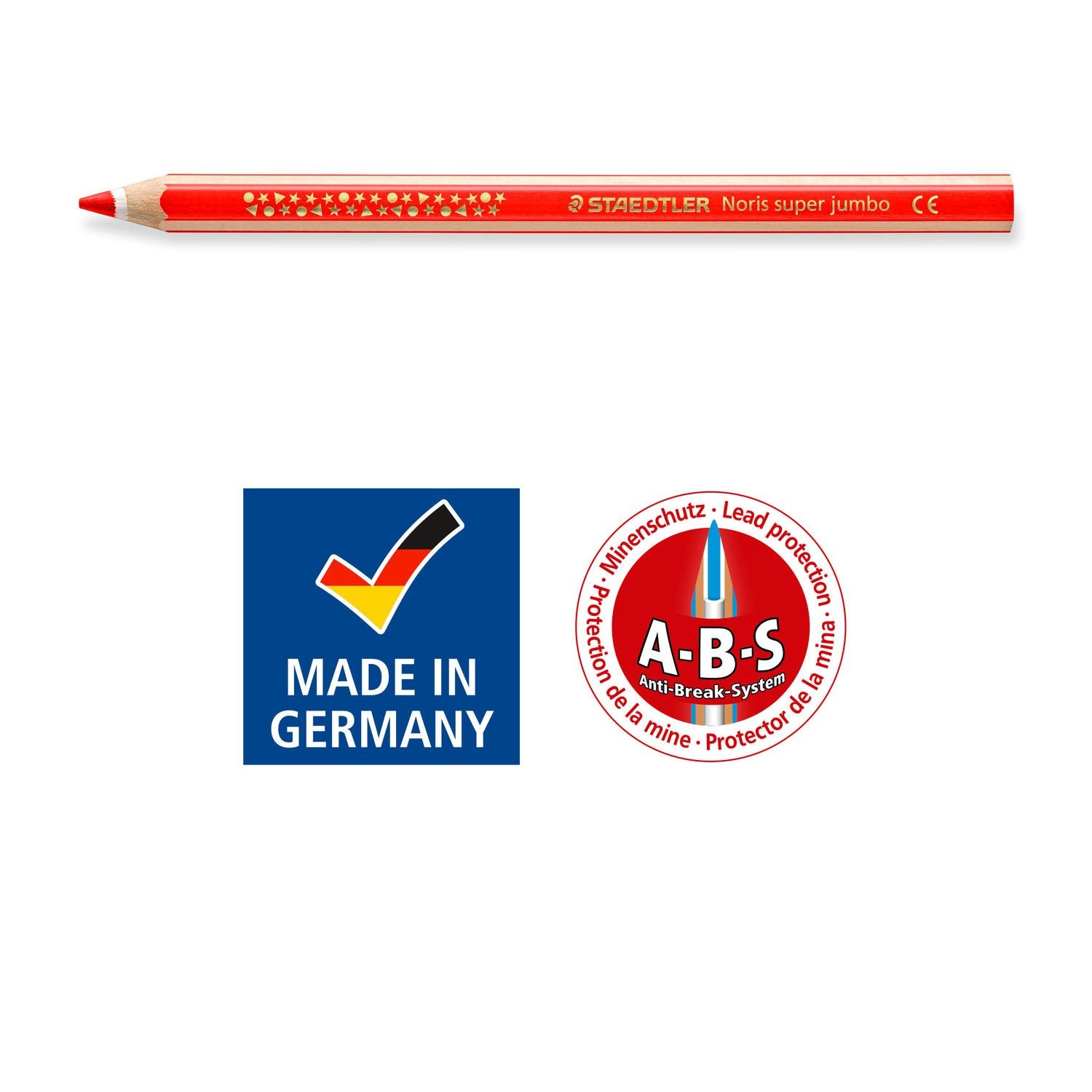 Staedtler Buntstifte Noris super jumbo – mehrfarbig, im Display, mit Spitzer, Ø 6,0 mm, dreikantig