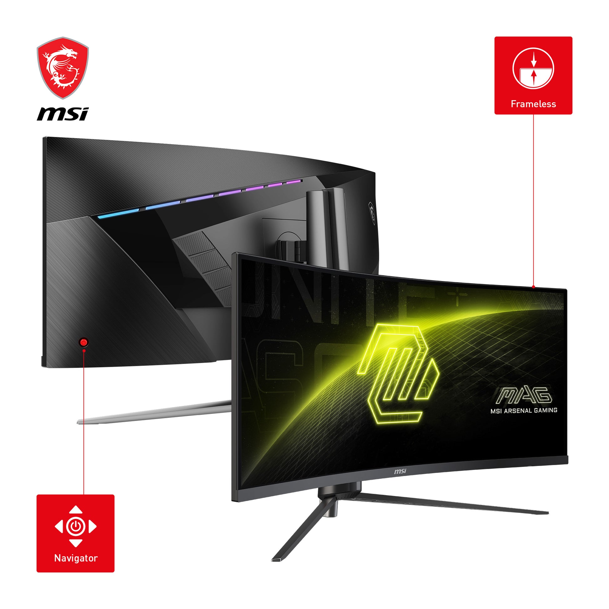 MSI MAG 345CQRDE – Monitor, 34", 3440 × 1440, VA, 180 Hz, 300 cd/m², Gebogen, USB-C, VESA 100 × 100, Schwarz