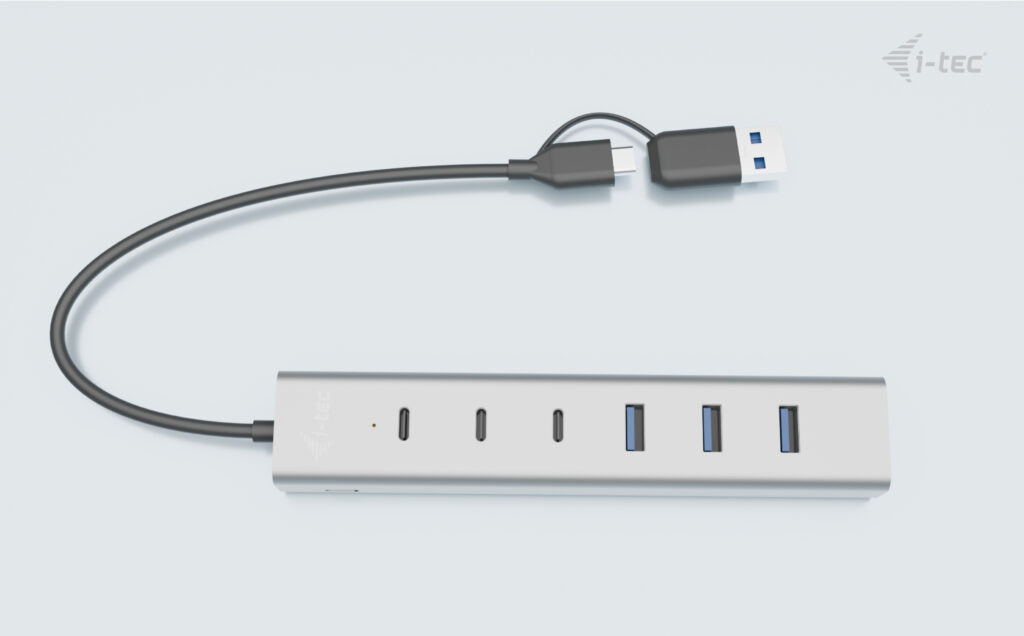 i-tec USB-Hub – USB 3.2 Gen 1, 3× USB-C, 4× USB-A, für Windows/Mac/ChromeOS