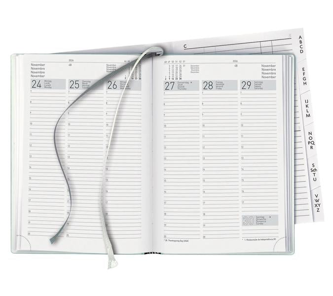 Biella Terminia Agenda – 1 Woche/2 Seiten, gebunden, 14,5 × 20,5 cm, Jan–Dez, schwarz, FSC