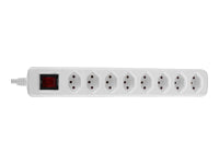 Lindy Steckdosenleiste – 8× Schuko (Typ F), mit Schalter, 2300 W, Weiss