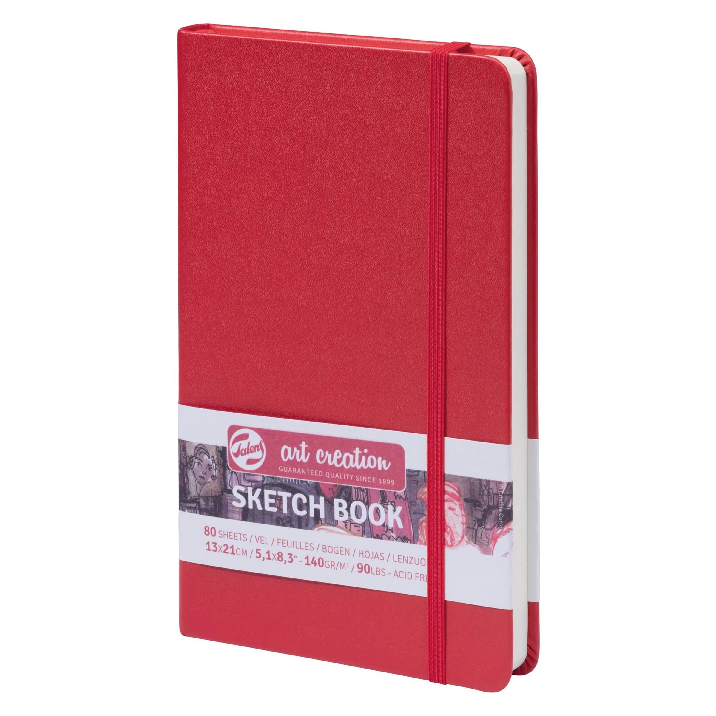Talens Skizzenbuch 9314202M – 13 × 21 cm – 140 g/m² – Hardcover – 80 Blätter – Rot – mit abgerundeten Kanten