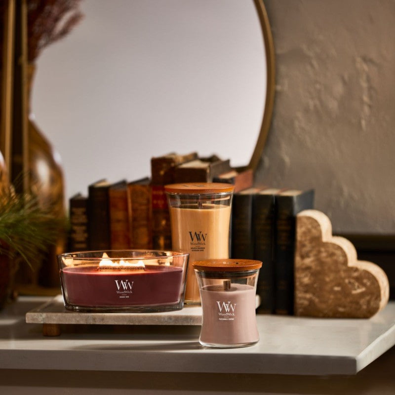 WoodWick Duftkerze Patchouli Creme, Sojawachs, sortiert, Ø 10 cm, 11 cm, parfümiert, 1 Stück