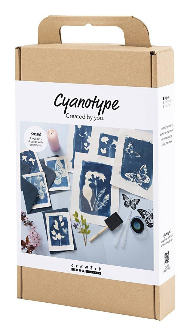 Creativ Company Bastelset – Cyanotypie – inkl. Cyanotypie-Pulver, Papier, Schablonen & Zubehör