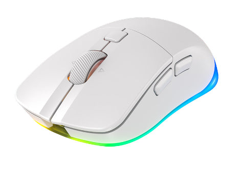 CHERRY XTRFY M50 – Gaming-Maus – Kabellos (Bluetooth/2,4 GHz), 12000 DPI, RGB-Beleuchtung, rechts, Weiss