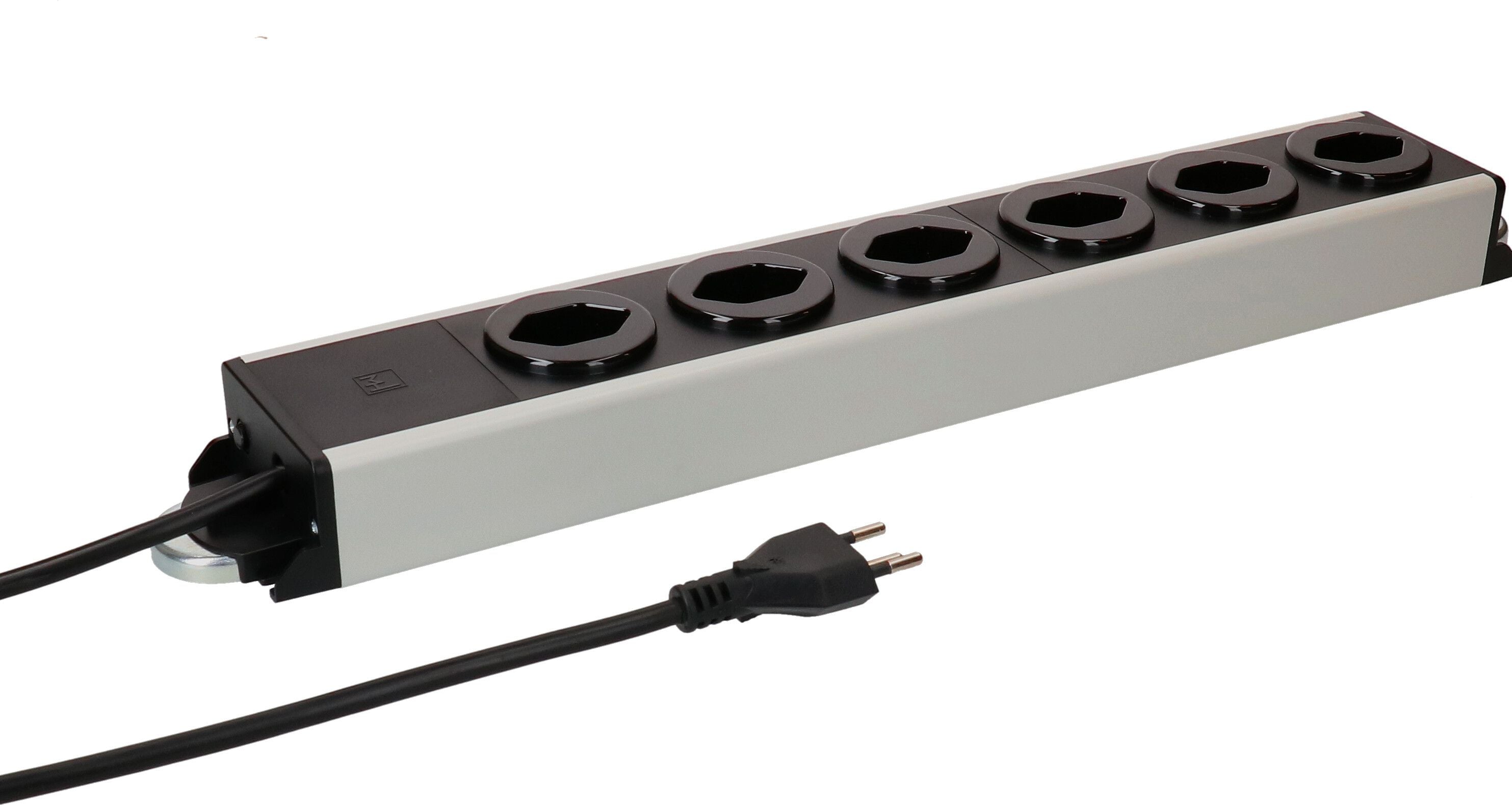 Max Hauri AG Max Hauri Power Line Steckdosenleiste – 6× T13, 1,5 m, ohne Schalter, mit Überstromschutz, grau/schwarz