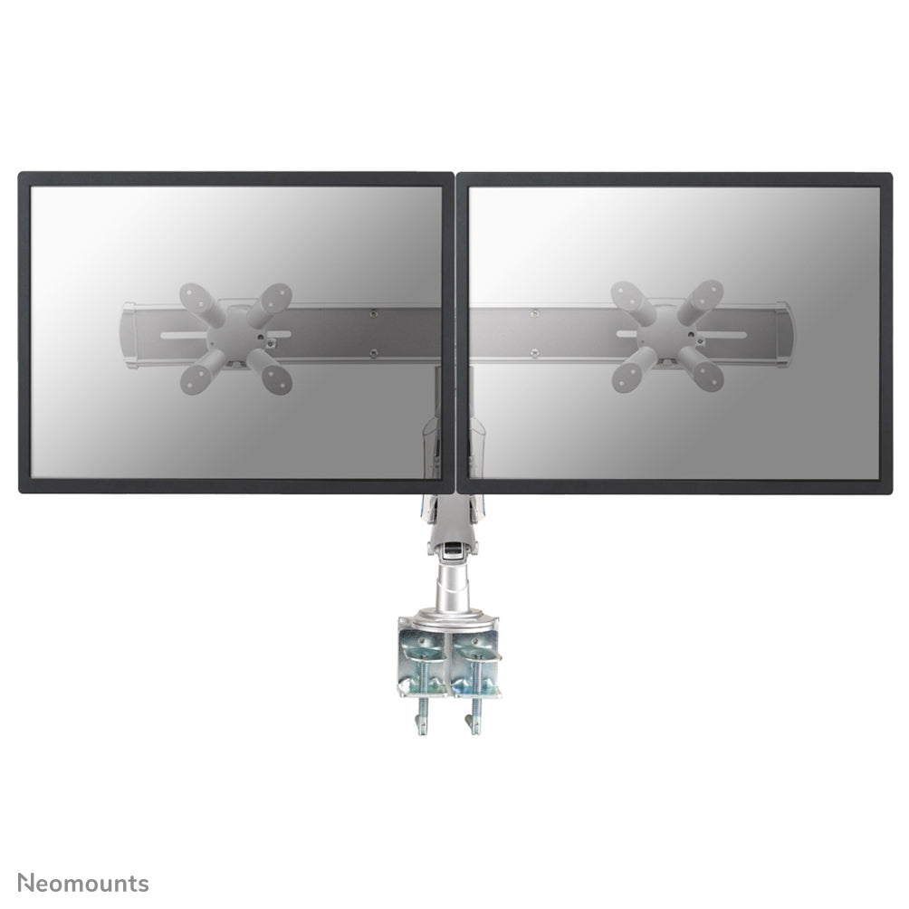 Neomounts Monitorarm, Dual, Tischklemme, bis 24", höhenverstellbar (Gasfeder), Silber
