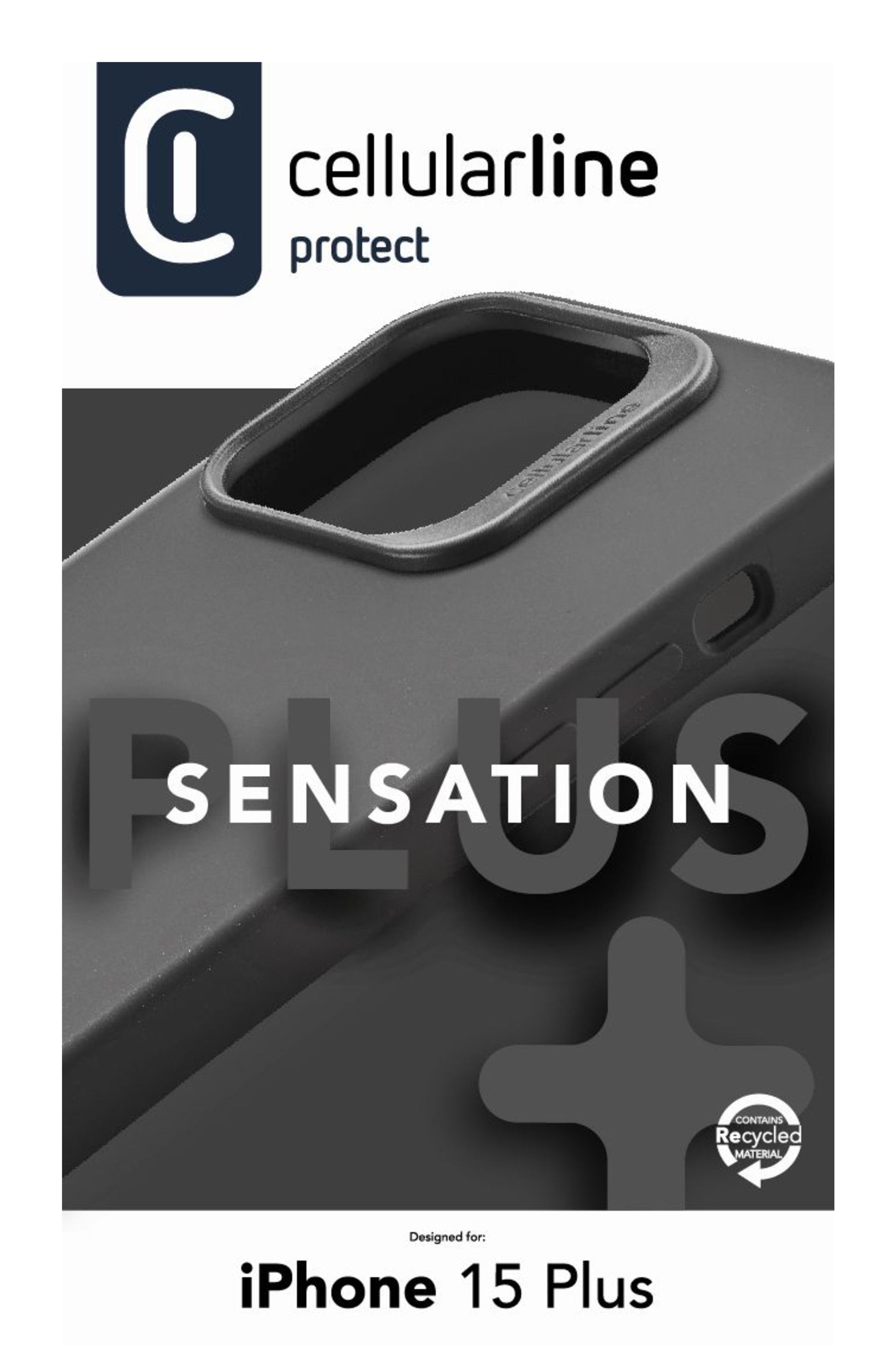 Cellularline Sensation+ Backcover – für Apple iPhone 15 Plus, Silikon, Schwarz