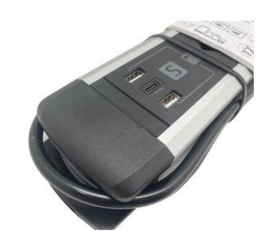 M. Schönenberger Schönenberger Alu-Office-Line Tischsteckdosenleiste, 4×T13, 2×USB-A + 1×USB-C, mit Schalter, 2 m – Schwarz