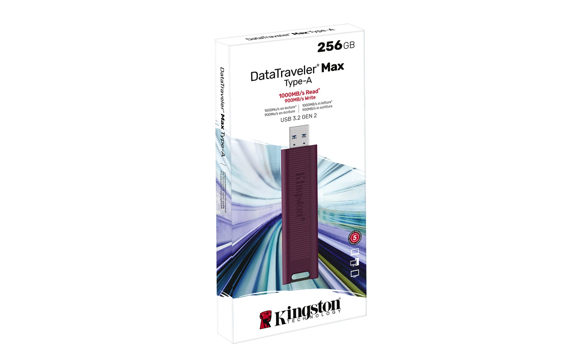 Kingston Technology Kingston DataTraveler Max USB-Stick – 256 GB, USB 3.2 Gen 2 (Typ-A), 1'000/900 MB/s