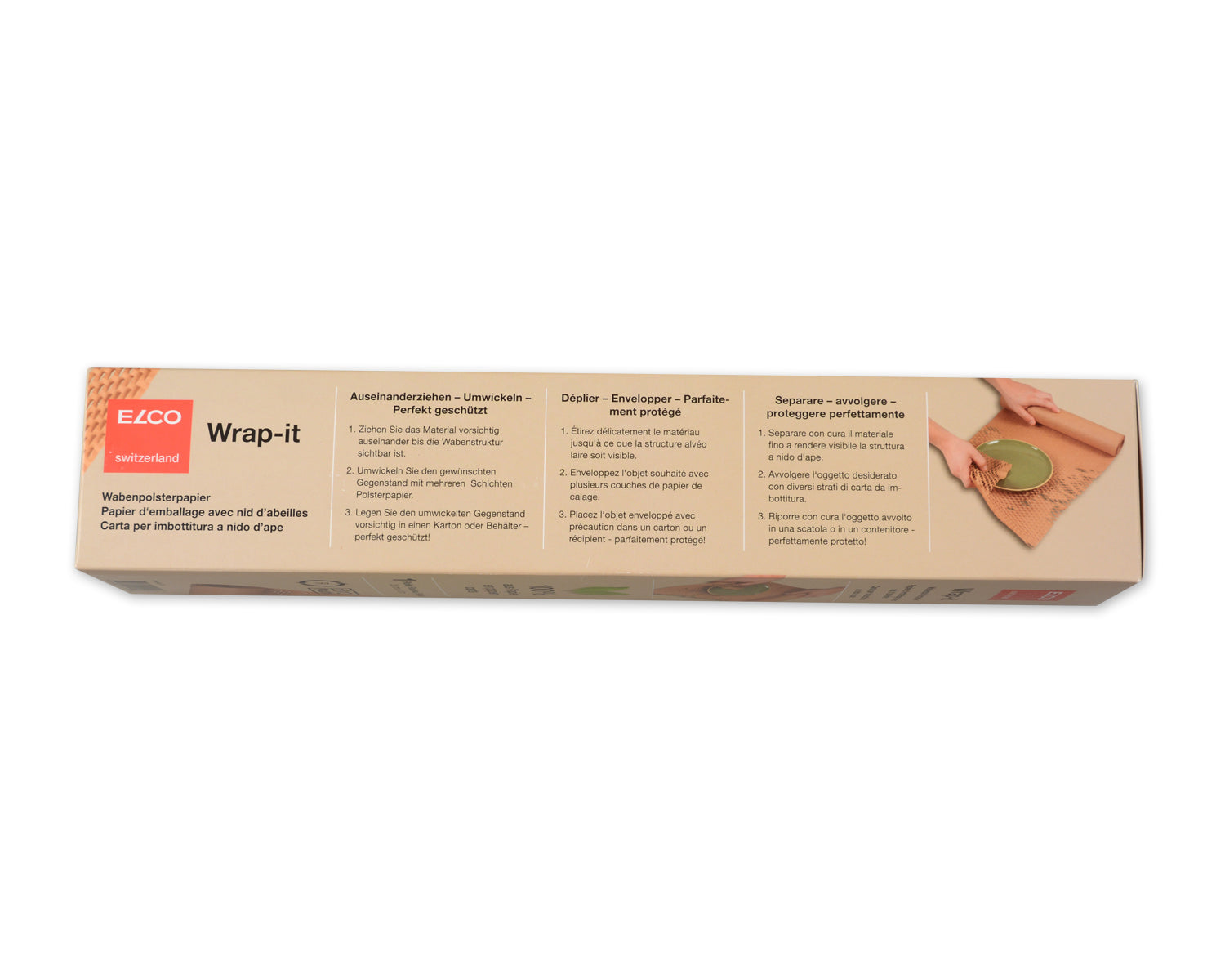 Elco Papierpolster-Wrap, Wabenpolsterpapier – 350 mm × 10 m – 80 g/m2 – Papier, braun