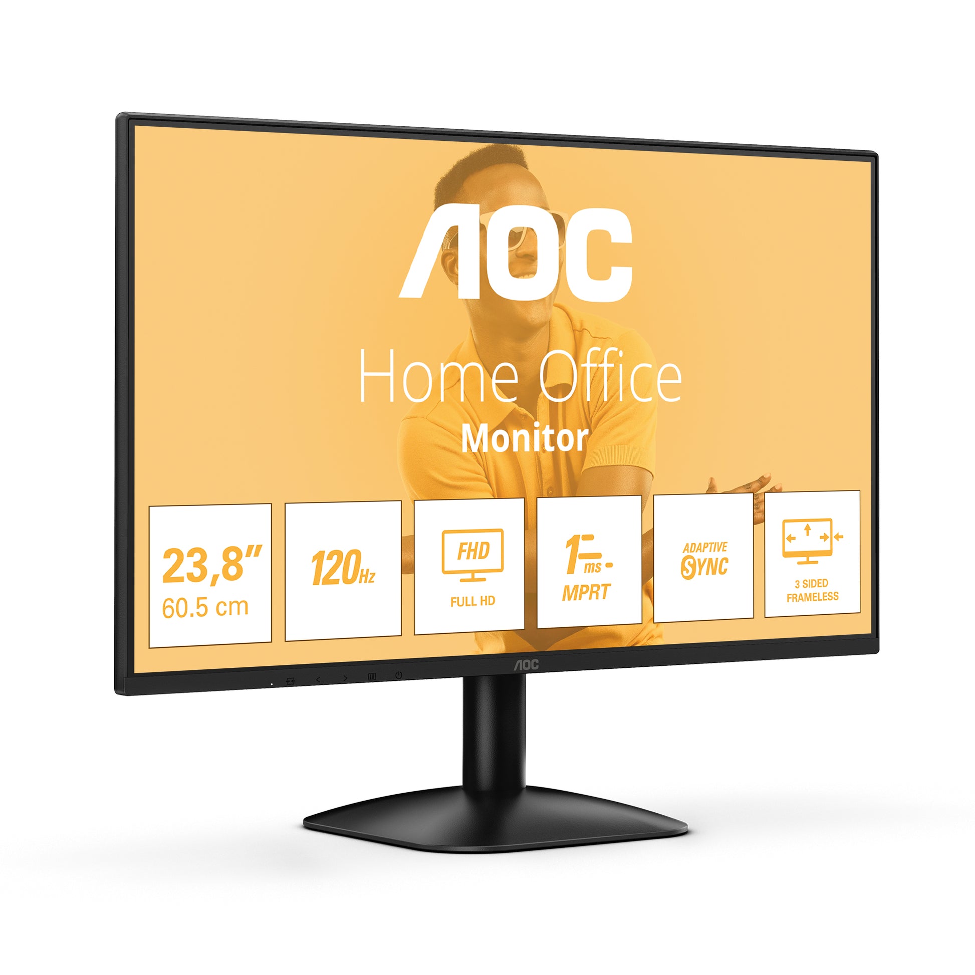 AOC 24B31H – Monitor, 23,8", IPS, 120 Hz, 300 cd/m², Adaptive Sync, VESA 100 × 100, Schwarz