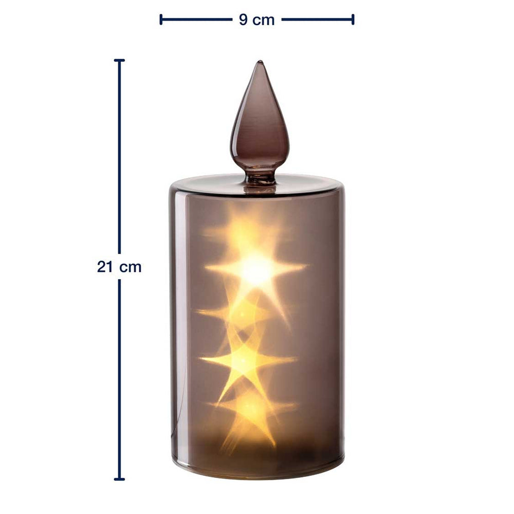 LEONARDO LED-Kerze Silenzio 21 – Ø 9 × 23,5 cm, grau, Akku (3× AA)