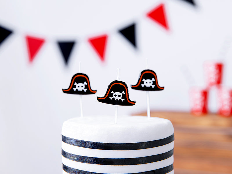 PartyDeco Geburtstagskerzen Pirat – Schwarz – 2 cm – 5 Stk
