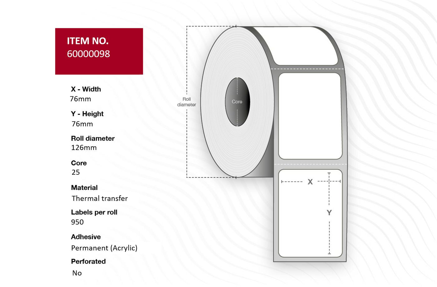 Capture Rollenetiketten, 76 mm × 76 mm, permanent, 12 Rollen (950 Etiketten/Rolle)