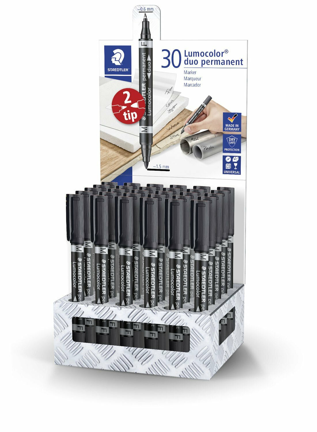 Staedtler Lumocolor 348-9 Permanentmarker – Doppeltspitze 0,6/1,5 mm – Schwarz – 30er-Pack