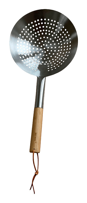Hot Wok Sieb Ø 26 × 11,5 cm, Edelstahl/Holz, Silber