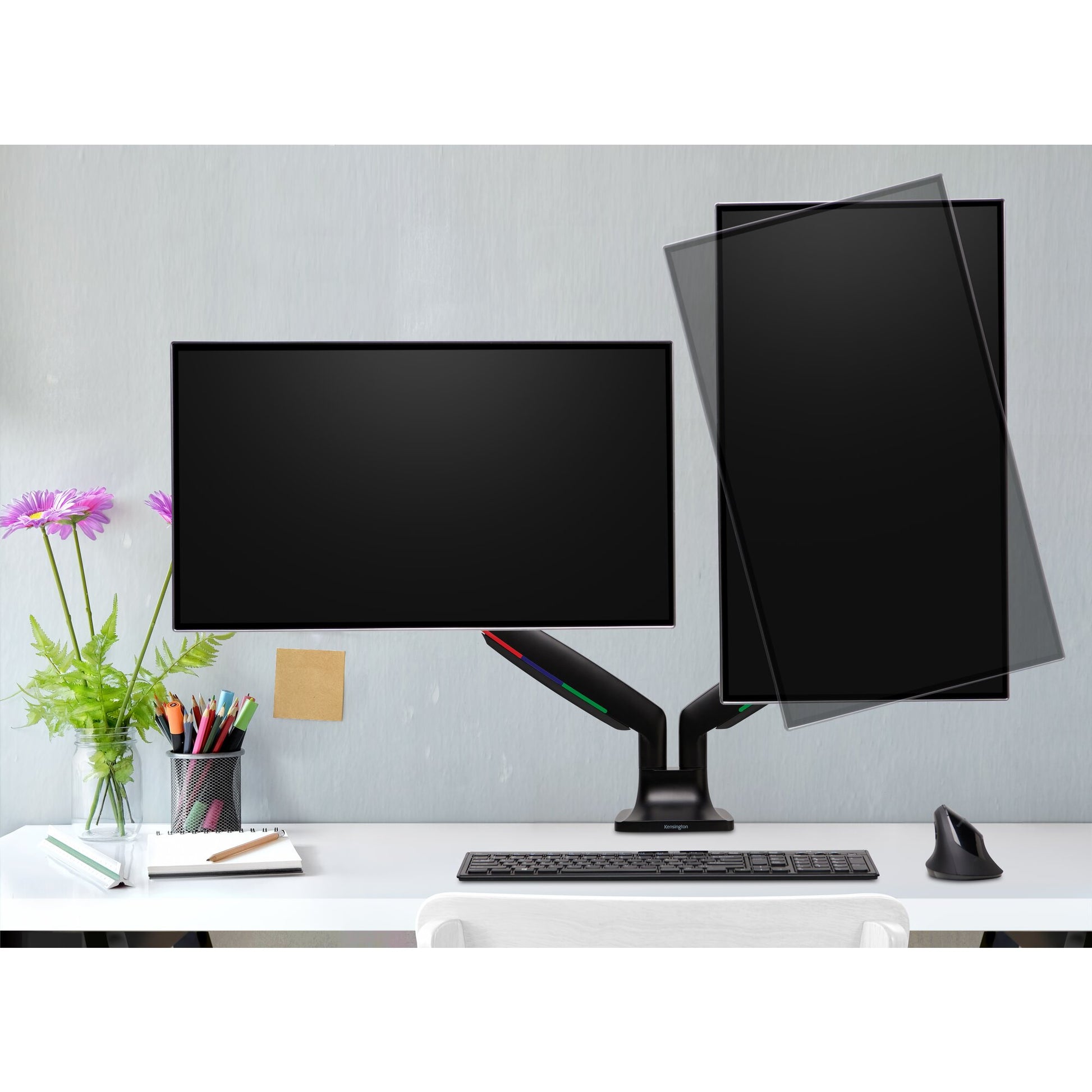 Kensington One Touch SmartFit – Monitorarm, 2 Monitore, Tischklemme, bis 34", VESA 75 × 75/100 × 100 mm, 9 kg