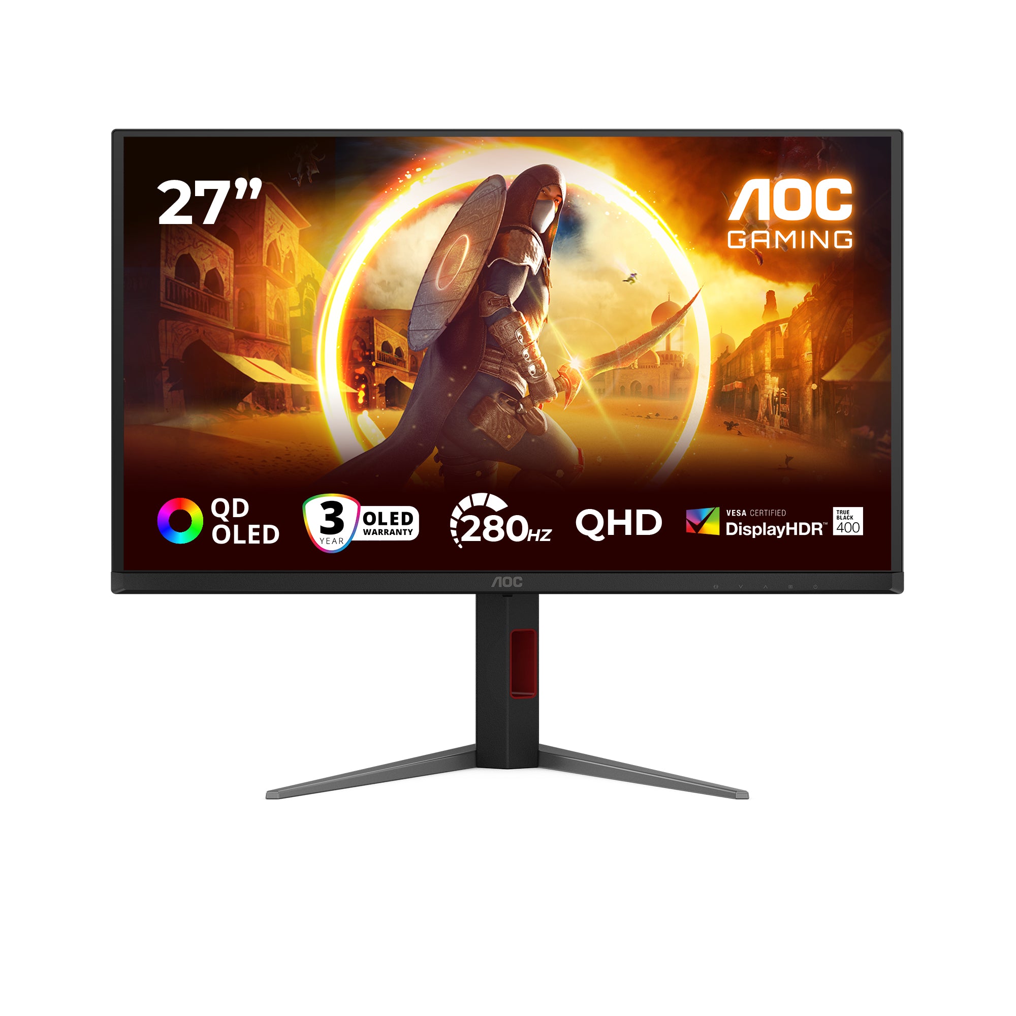 AOC Q27G4ZD – Monitor, 27" WQHD (2560 × 1440), QD-OLED, 240 Hz, VESA 100 × 100, Rot