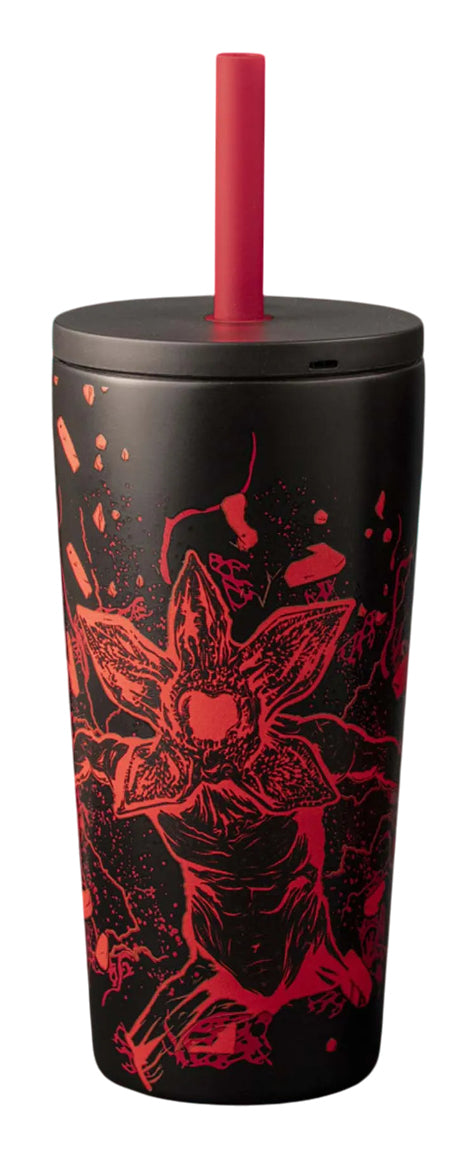 Bialetti Stranger Things Isolierflasche 600 ml – Doppelwandig, Edelstahl, Rot