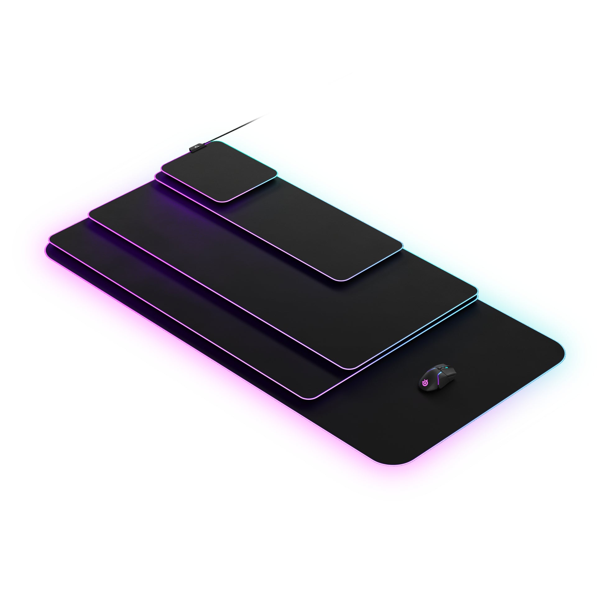 SteelSeries QcK Prism Cloth XL Gaming-Mauspad – RGB, gestickte Kanten, Anti-Rutsch-Basis, waschbar, schwarz