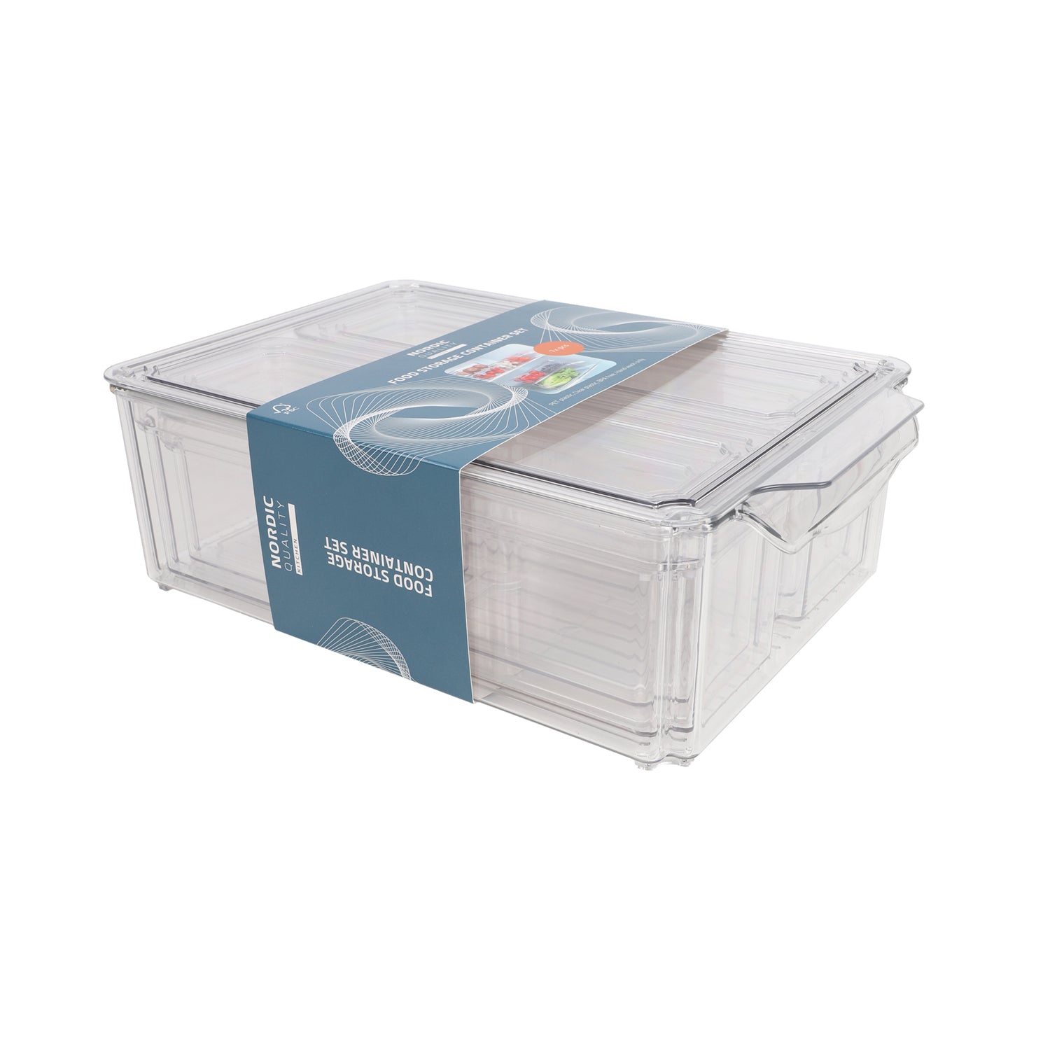 Nordic Quality Vorratsdose, 7-teilig, 3 Grössen, 30 × 20 × 9,8 cm, PET, BPA-frei