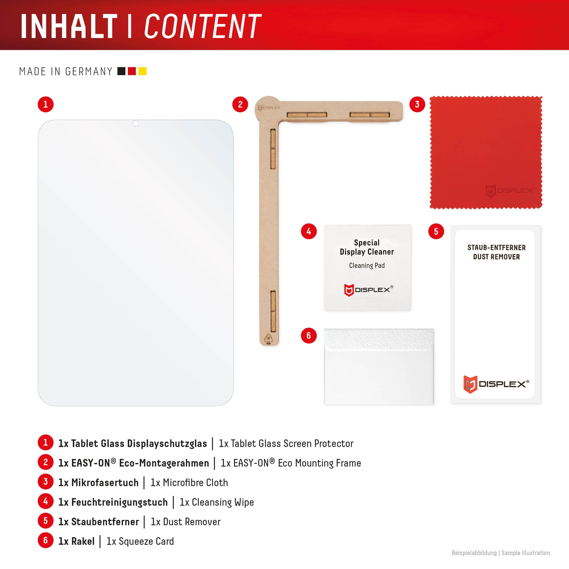 Displex Displayschutzglas – für Samsung Galaxy Tab S10 FE+, klar, 9H, Anti-Fingerprint