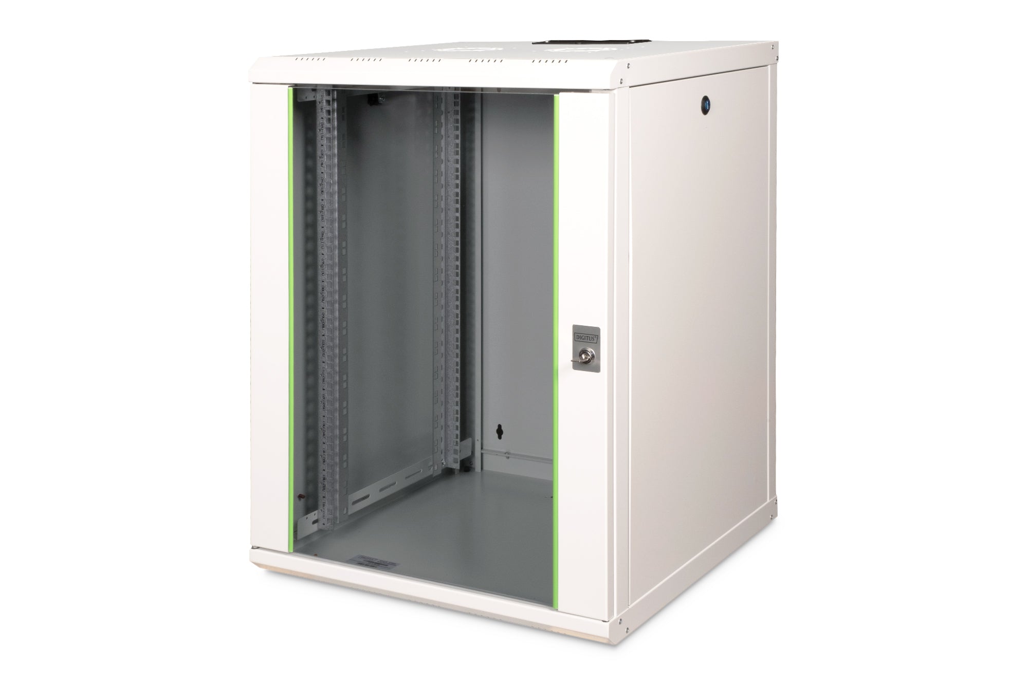 Digitus Unique – 19" Wandverteiler 16U, IP20, abschliessbar, 600 × 600 × 820 mm, lichtgrau, Stahl