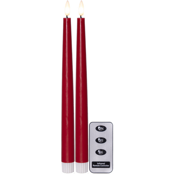 Star Trading LED Dinnerkerze – 28,5 cm – Timer 6 Std. an/18 Std. aus – 2-teilig, rot