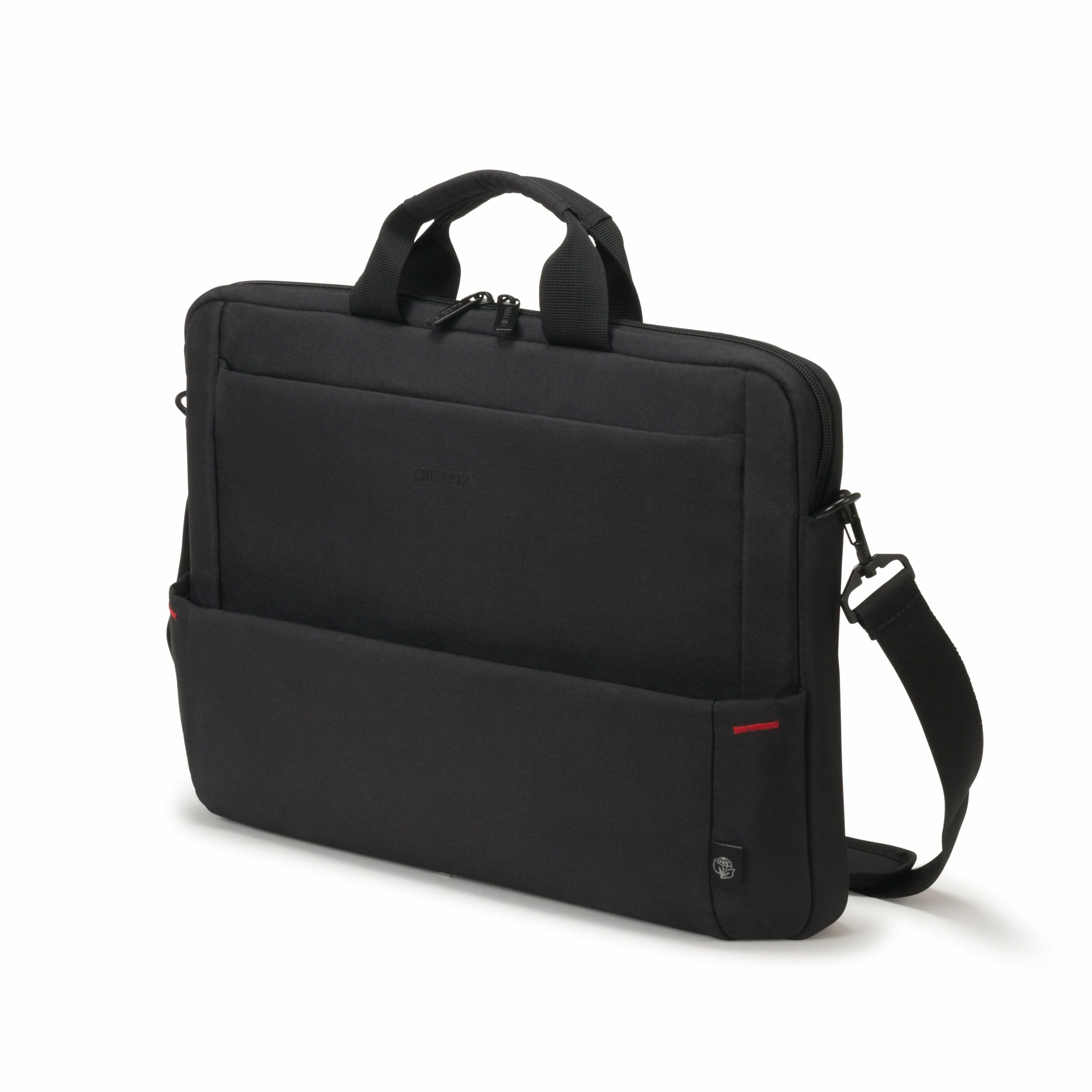 DICOTA Eco Slim Case Plus BASE Notebook-Tasche bis 15,6" – Trolley-Band, abnehmbarer Schultergurt – Schwarz