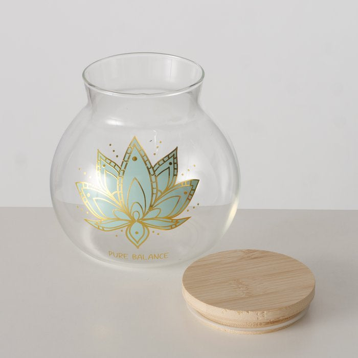 Boltze Vorratsdose 1 l, Ø 13 × 13 cm, Glas/Bambus/Silikon, Transparent