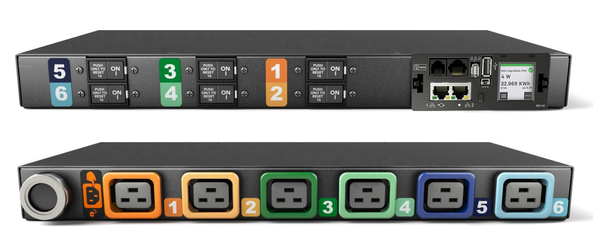 Vertiv Rack-PDU – Überwacht, LED, 3-phasig, Horizontal 0U, 32 A 200–240/346–415 V, 6×C19, IEC 60309, 3 m