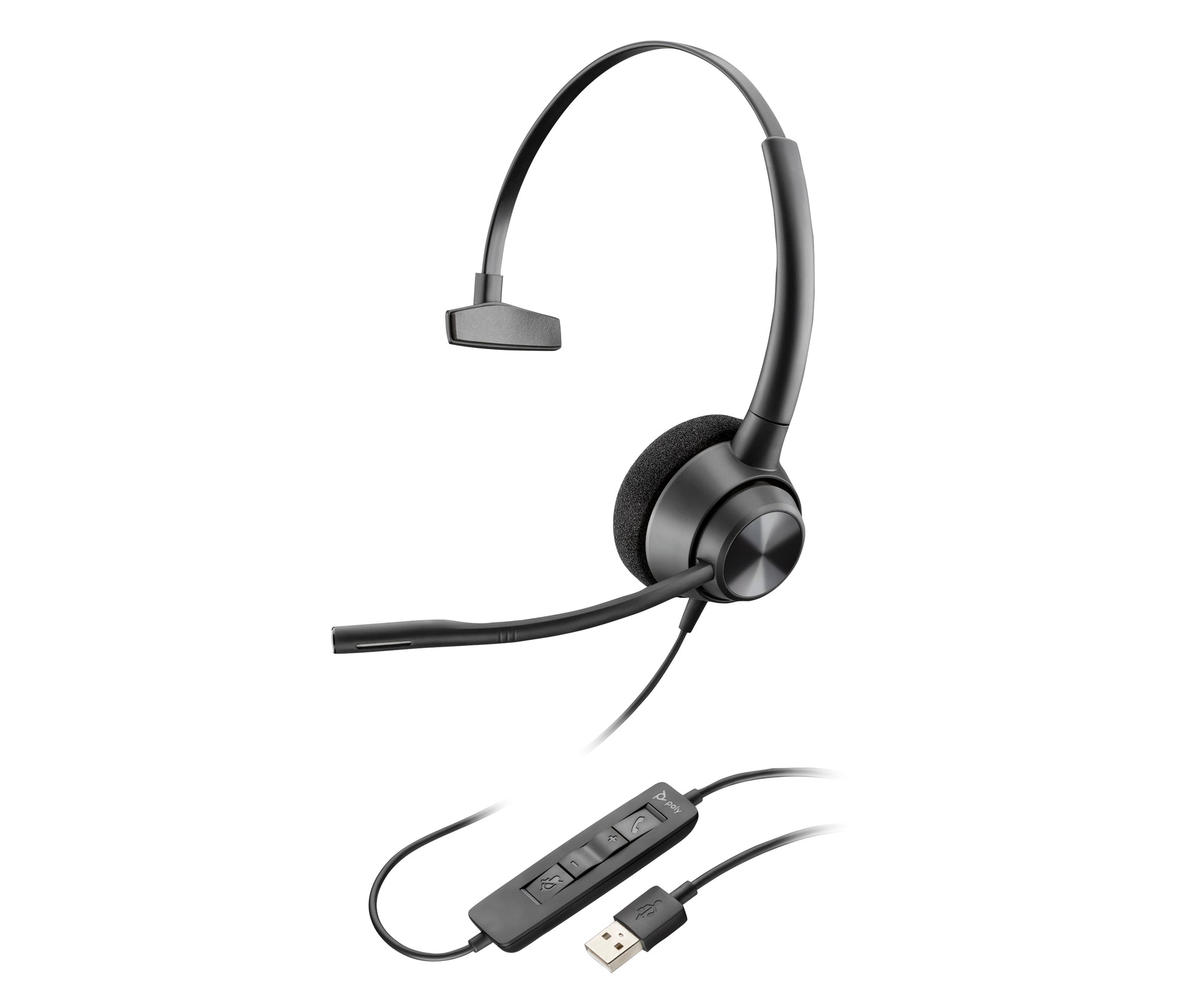 Poly EncorePro 310 Office-Headset – Over-Ear, Mono, Kabel (USB-A), Schwarz