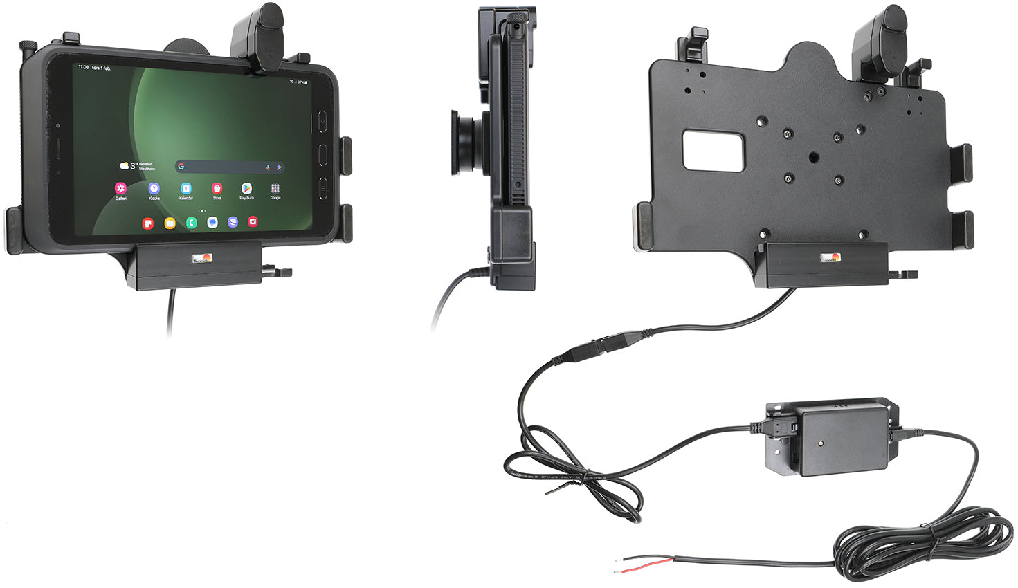 Brodit Fahrzeug-Dock für Samsung Galaxy Tab Active 3/5 (SM-T570/T575, SM-X300/X306B) – VESA 75×75 – Schwarz