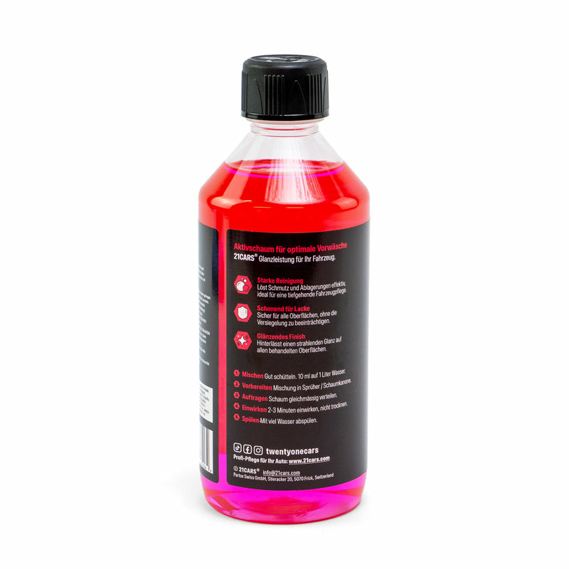 21CARS Schaumreiniger Himbeerduft – für Aussen & Felgen – 500 ml Aktivschaum