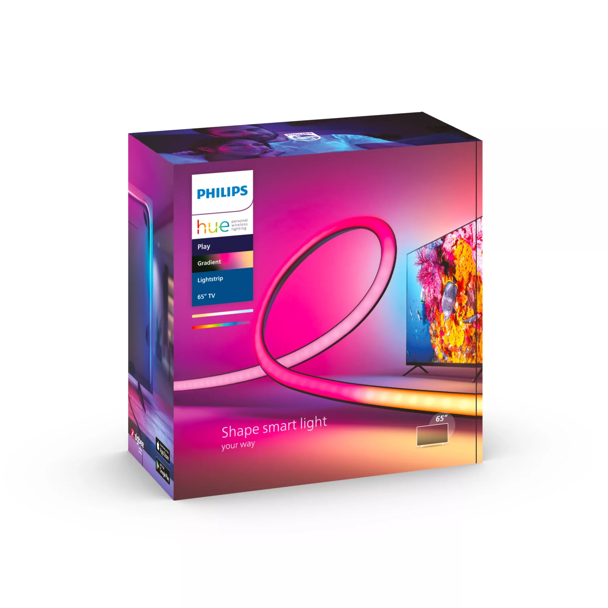 Philips by Signify Philips Hue LED-Strip Gradient Lightstrip 65 – 2,54 m, 1020 lm, 2000–6500 K, dimmbar, BT/Zigbee, für 65"