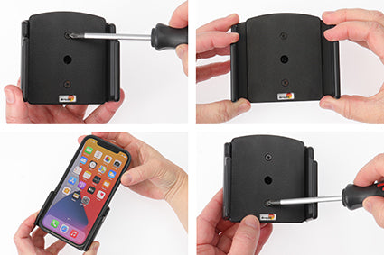 Brodit Auto-Halterung, Schraubbefestigung, 360° drehbar, neigbar – für iPhone 12–15 – Schwarz