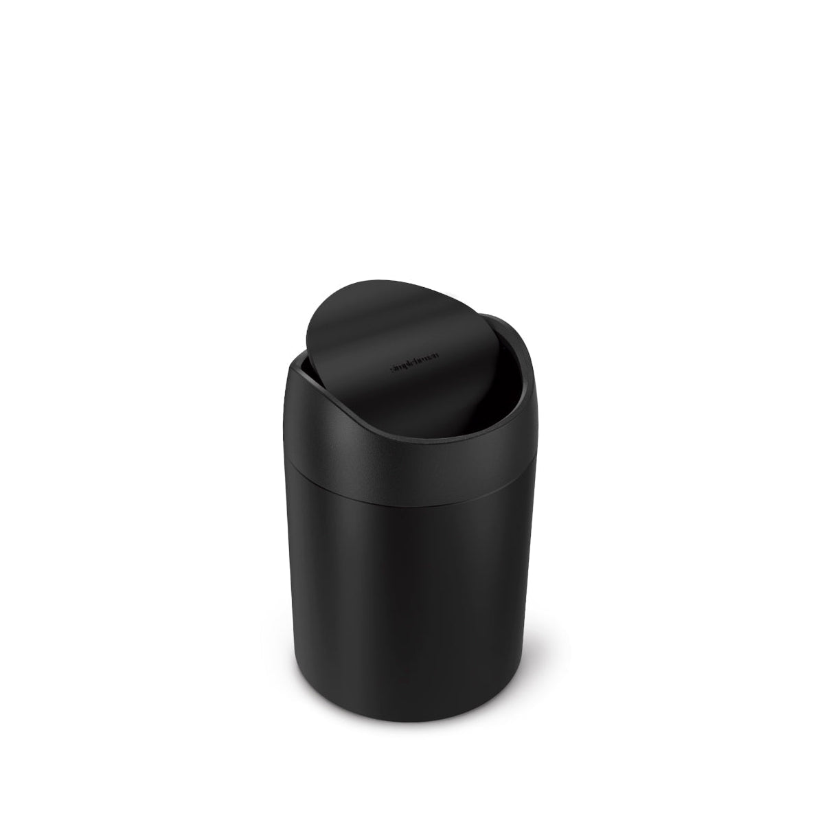 simplehuman Tischabfalleimer CW2100 – 1,5 l – Edelstahl, rund – schwarz matt, Anti-Rutsch-Basis