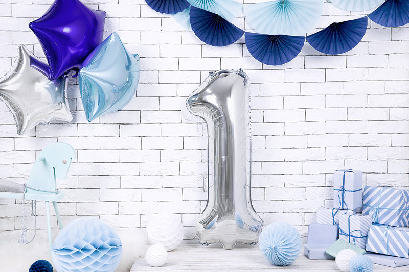 PartyDeco Folienballon Zahl 1 – Silber – 86 cm – Folie – 1 Stk
