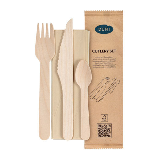 Duni Besteck-Set 4-teilig, Holz – 16,5 cm – 250 Stk.