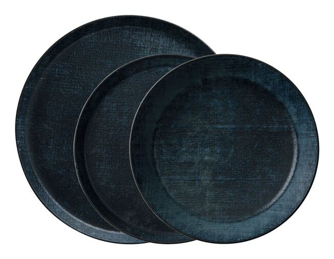 Arthur Krupp Speise-Service Ocean Denim – 12-teiliges Set, Ø 25/24/20,5 cm, Steinzeug, Blau, spülmaschinenfest