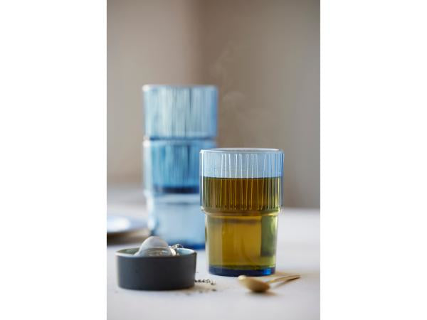 BITZ Latte Macchiato Glas – 4er Set, 380 ml, H 12,5 cm, Glas, Blau, spülmaschinenfest