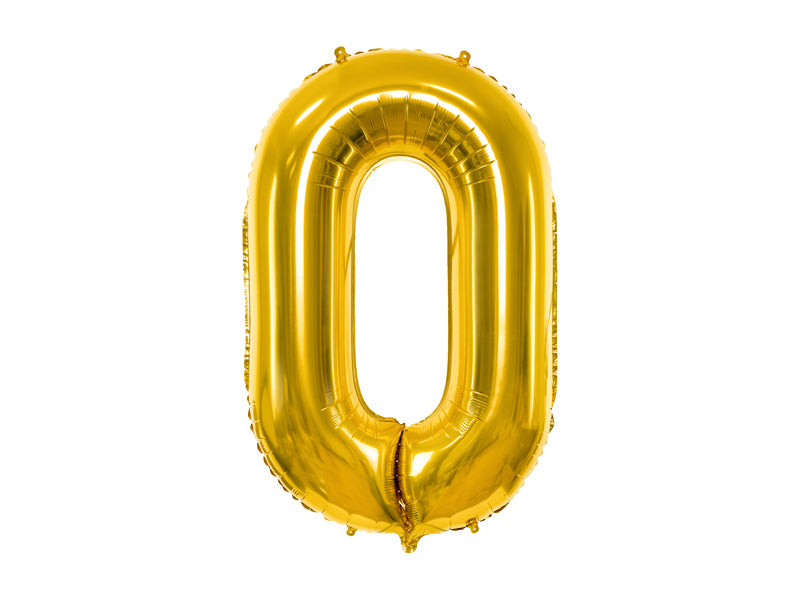 PartyDeco Folienballon Zahl 0 – Gold – 86 cm – Folie – 1 Stück – mit Helium befüllbar