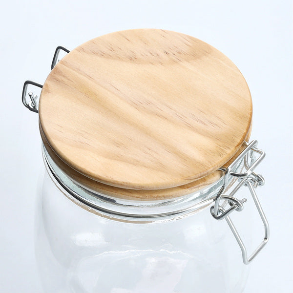 Zeller Present Vorratsdose 1 l, Ø 11 × 17 cm, Glas/Kiefer, Transparent