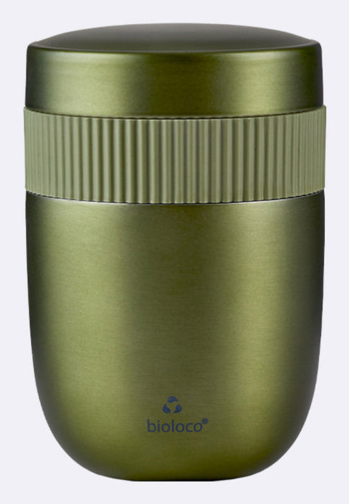 BioLoco Lunchbox 420 ml + 200 ml, Edelstahl/PLA/Silikon, 2 Fächer, Khaki
